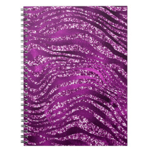 Carnet Motif Rayures de Tigre Pailleté Glam Ombre Violett
