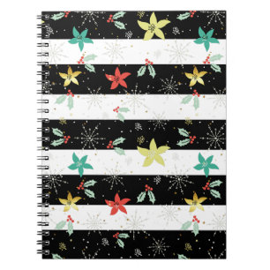 Carnet Motif rayures et feuillage de Noël