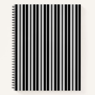 Carnet Motif rayures verticales noir gris cendre