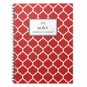 Carnet Motif Red Quatrefoil personnalisé