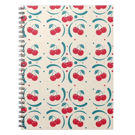 Carnet Motif Rétro Cerise Douce (Devant)