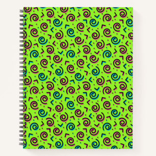 Carnet motif Retro Neon Green Doodle des années 80/90