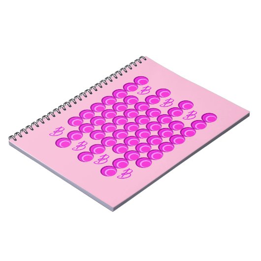 Carnet Motif rétro rose dans le style tendance avec monog (Côté gauche)