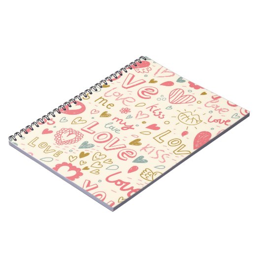 Carnet Motif romantique avec des coeurs et des lèvres (Côté gauche)