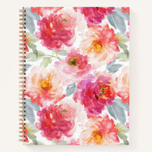 Carnet Motif rose Aquarelle Peony