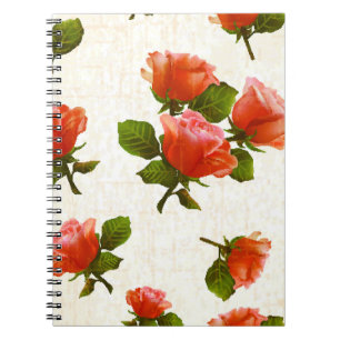 Carnet motif rose, arrière - plan vintage.