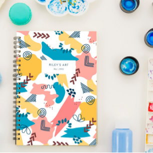 Carnet Motif rose bleu jaune