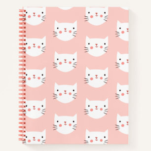 Carnet Motif rose chat blanc mignon