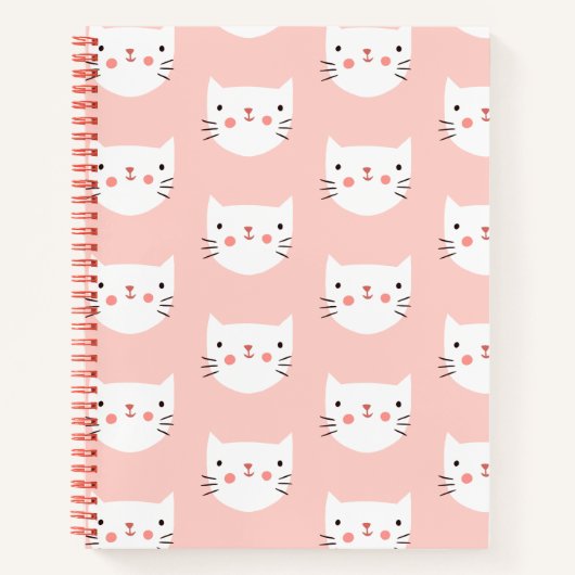 Carnet Motif rose chat blanc mignon (Devant)