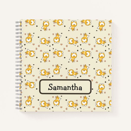 Carnet Motif rose corgi mou (Devant)