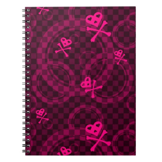 Carnet Motif rose d'Emo avec des cercles (Devant)