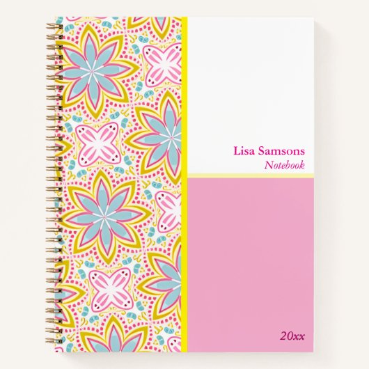 Carnet Motif rose et bleu (Devant)