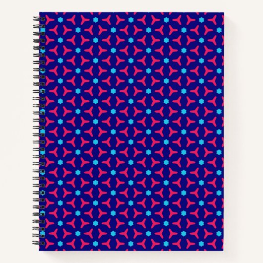 Carnet Motif rose et bleu chaud (Devant)