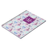 Carnet Motif rose et bleu d'aquarelle de palmier (Côté gauche)