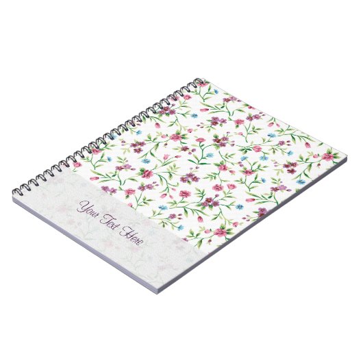 Carnet Motif rose et bleu pour petites fleurs (Côté gauche)