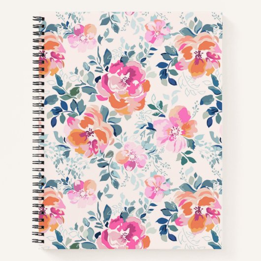 Carnet Motif rose et Turquoise (Devant)