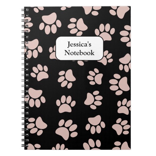 Carnet Motif rose Gold et Black Dog Paw (Devant)