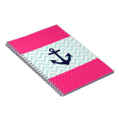 Carnet Motif rose nautique d'ancre de Chevron de menthe (Côté Droit)