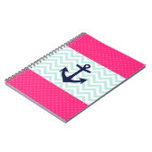 Carnet Motif rose nautique d'ancre de Chevron de menthe (Côté gauche)