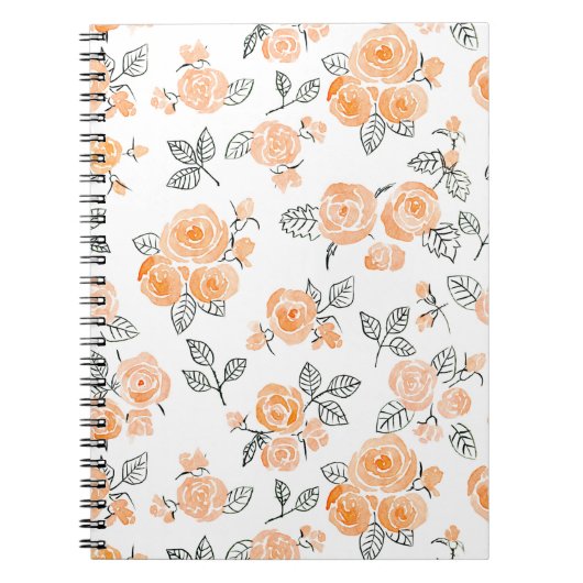 Carnet Motif rose Peach (Devant)