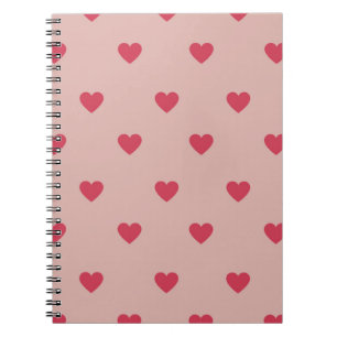 Carnet Motif rose Retro Coeur Y2K avec Arrière - plan ros