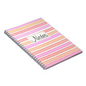 Carnet Motif rose rouge orange rayures blanches (Côté Droit)