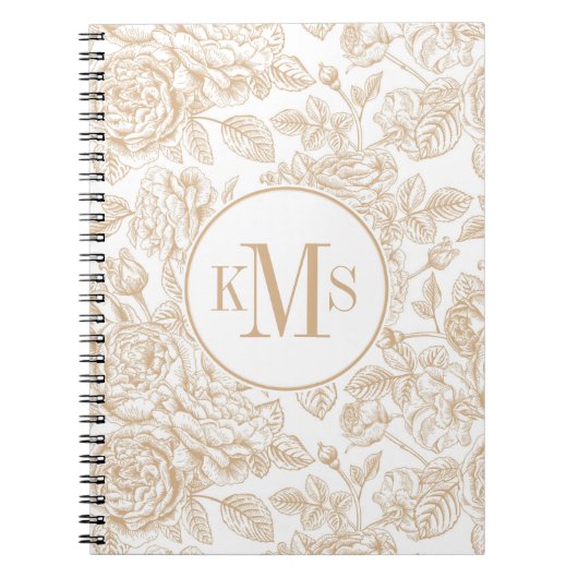 Carnet Motif Rose Vintage beige (Devant)