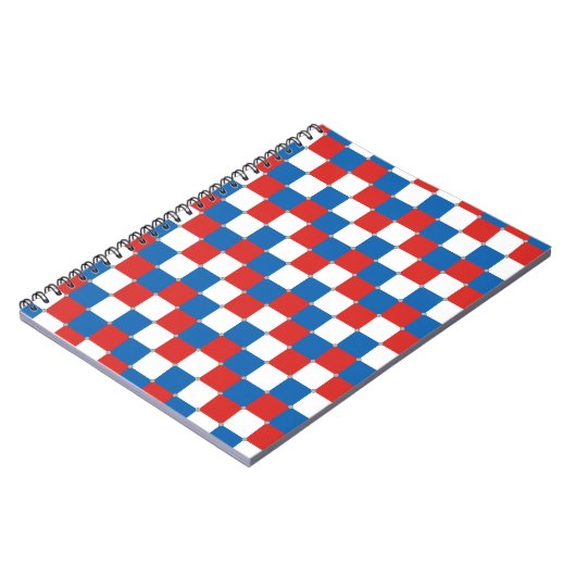 Carnet Motif rouge blanc et bleu à damiers (Côté gauche)