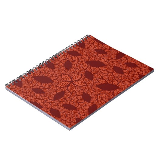 Carnet Motif rouge de feuille sur l'orange (Côté gauche)