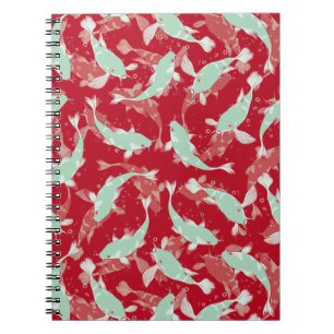 Carnet Motif rouge et vert - Koi Fish