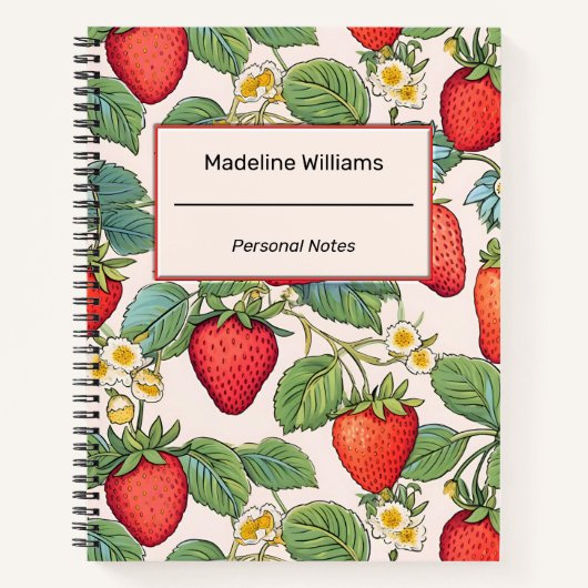 Carnet Motif rouge fraise (Devant)