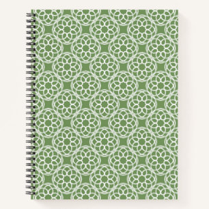Carnet Motif Sage Green White géométrique sans couture