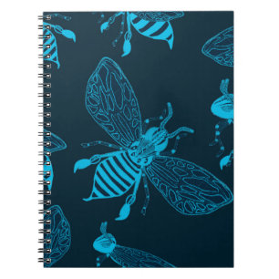 Carnet Motif sans couture avec abeilles dessinées à la ma
