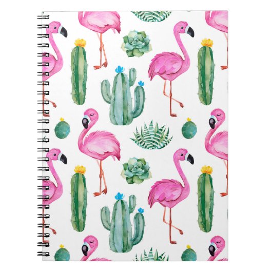 Carnet Motif sans couture avec cactus d'aquarelle verte, (Devant)