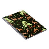 Carnet Motif sans couture avec cerfs dans la forêt. (Côté Droit)
