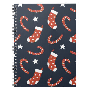 Carnet Motif sans couture avec chaussettes de noël, sucre