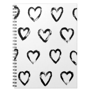 Carnet Motif sans couture avec coeur dessiné à la main