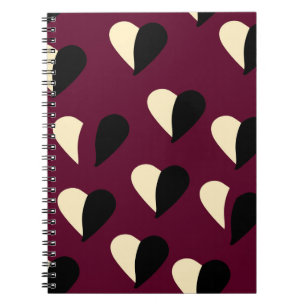 Carnet Motif sans couture avec coeur noir et blanc. St Va
