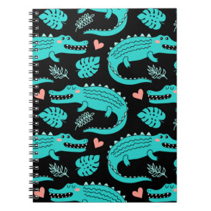 Carnet Motif sans couture avec de mignons crocodiles de d