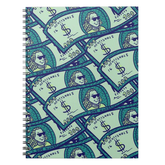 Carnet motif sans couture avec des billets de dollars (Devant)