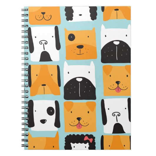 Carnet Motif sans couture avec des chiens mignons.  (Devant)