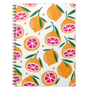 Carnet Motif sans couture avec des fruits. Timbre texturé