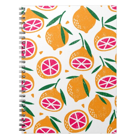 Carnet Motif sans couture avec des fruits. Timbre texturé (Devant)