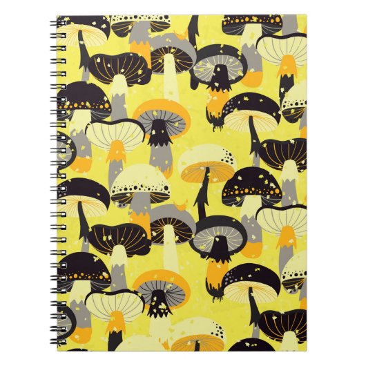 Carnet Motif sans couture avec différents champignons. (Devant)