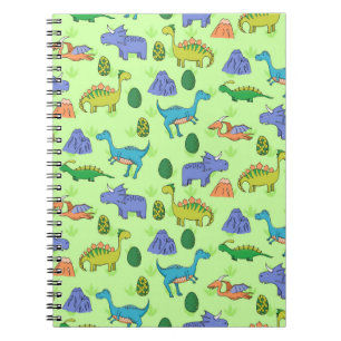 Carnet Motif sans couture avec différents dinosaures mign
