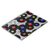Carnet Motif sans couture avec disques vinyles et notes. (Côté gauche)