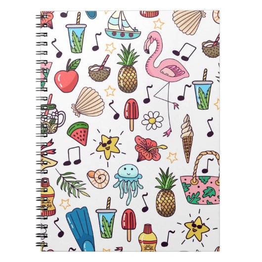 Carnet Motif sans couture avec éléments d'été. illustrati (Devant)