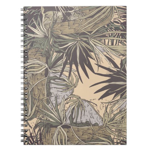 Carnet Motif sans couture avec feuilles de palme, motif l (Devant)