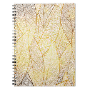 Carnet Motif sans couture avec feuilles or