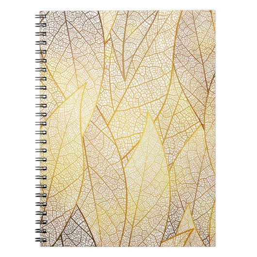 Carnet Motif sans couture avec feuilles or (Devant)